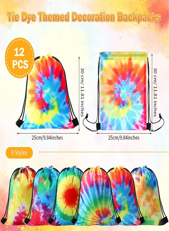 Shappy Tie Dye Party Favor Bags Drawstring Birthday Gift Bag Candy Goodie Treat Bag Colorful Snacks Bag - Image 2